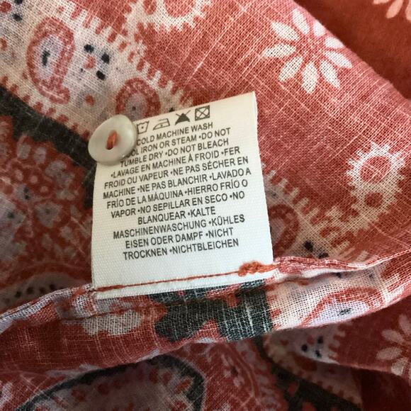 Boteh Kaleido Ruby Red Ruffle Smock Linen Cotton Peasant Blouse 1 S $235 - Picture 9 of 11